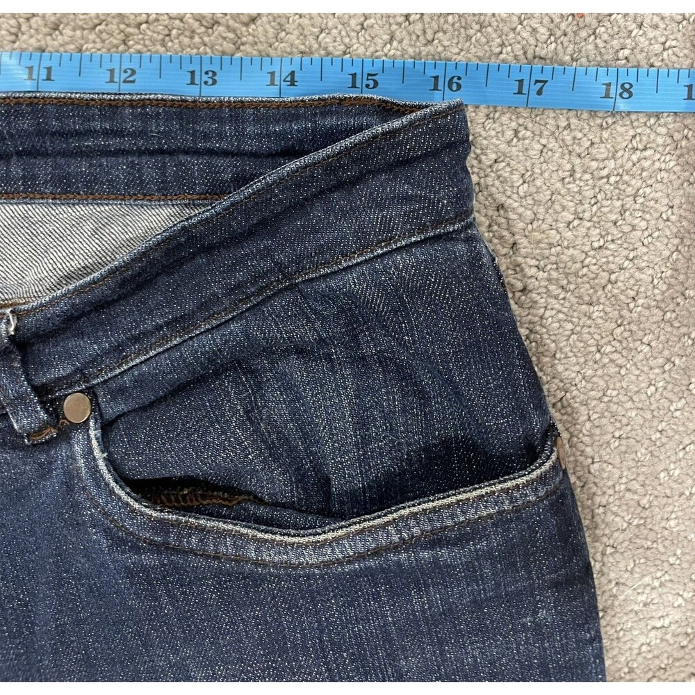 Eileen Fisher Women’s Petite Large Dark Wash Straight Leg Jeans Stretch Denim PL